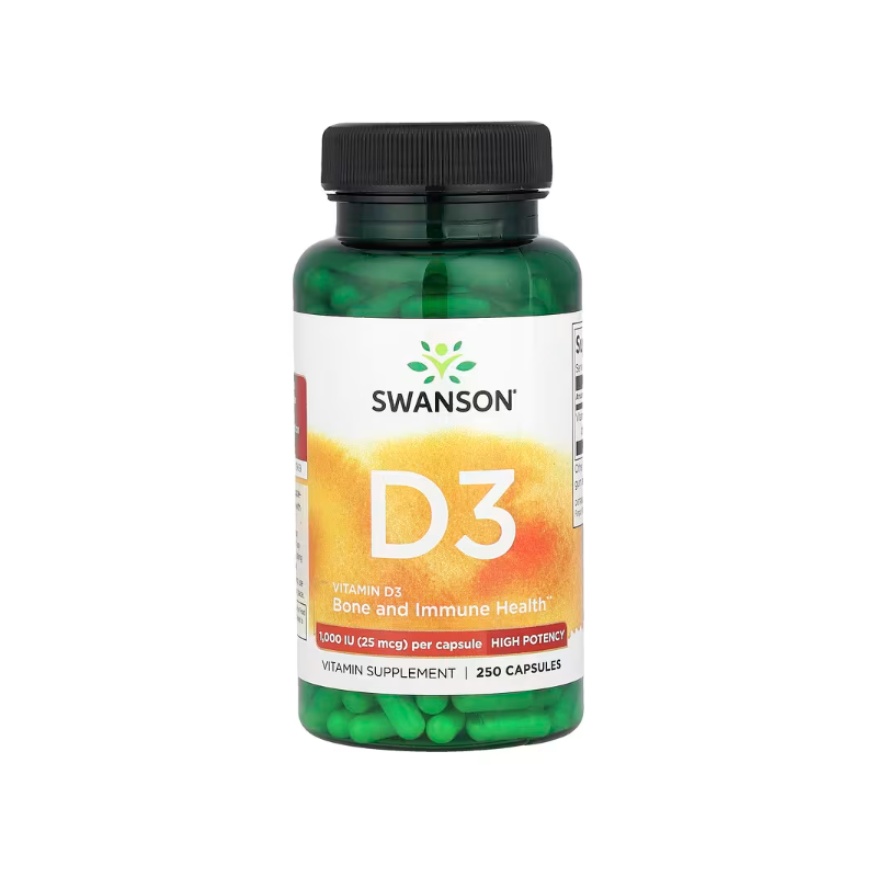 Swanson D vitamīns, 1000 SV-250 kapsulas