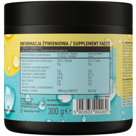Ostrovit Aqua Kick C vitamīns, citrons - 300 g