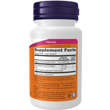 Tagad C -1 000 vitamīns ar 100 mg bioflavonoīdiem - 100 vegānu kapsulām – madala kalorsusega toode firmalt NOW, osta SportFit-ist