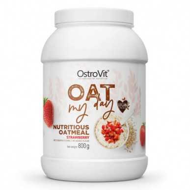 Ostrovit auzu mana dienas auzu pārslu ar zemeņu garšu - 800 g – madala kalorsusega toode firmalt Ostrovit, osta SportFit-ist