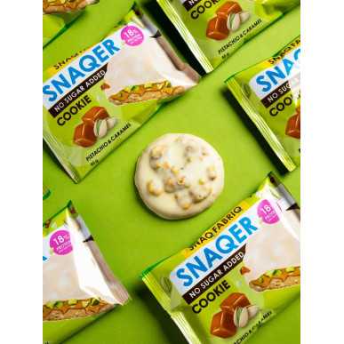 SNAQ FABRIQ SNAQER glazēts sīkdatne, pistācijas un karamele, 45 g – madala kalorsusega toode firmalt Snaq Fabriq, osta SportFit-ist