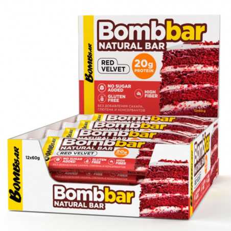 BombBar glazētā olbaltumvielu batona "sarkanais samts", 60 g