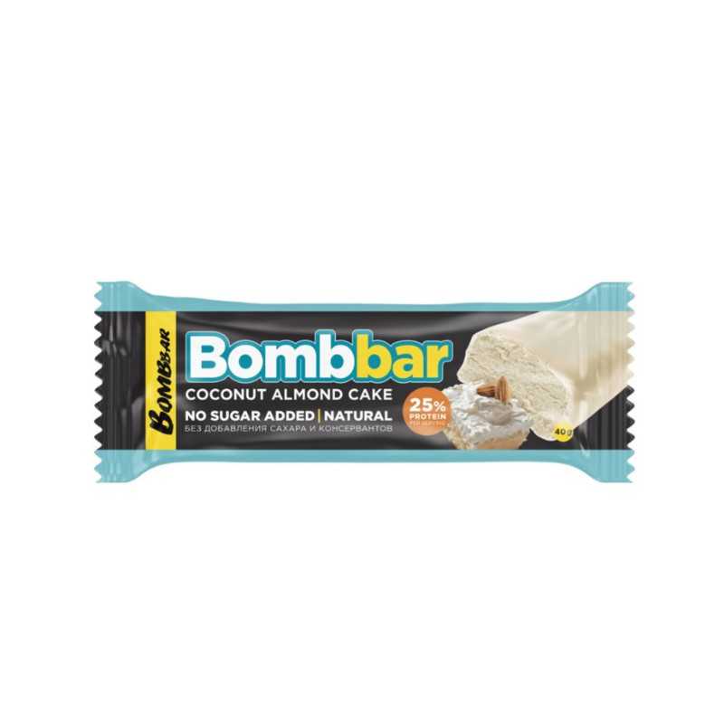 Bombbar stiklots olbaltumvielu bārs "Mandeļu-kokonutis", 40 g