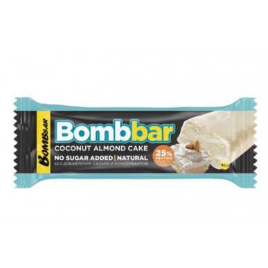 Bombbar stiklots olbaltumvielu bārs "Mandeļu-kokonutis", 40 g – madala kalorsusega toode firmalt Bombbar, osta SportFit-ist