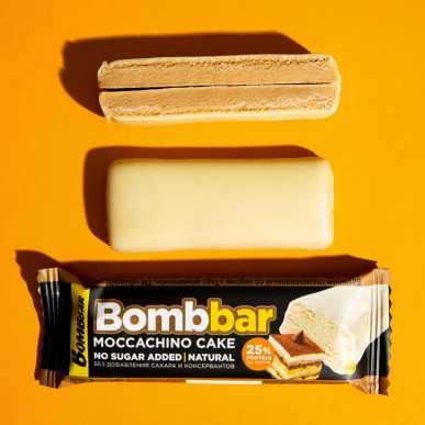 Bombbar stiklots olbaltumvielu bārs "Mokaccino kūka", 40 g – madala kalorsusega toode firmalt Bombbar, osta SportFit-ist