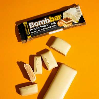 Bombbar stiklots olbaltumvielu bārs "Mokaccino kūka", 40 g – madala kalorsusega toode firmalt Bombbar, osta SportFit-ist
