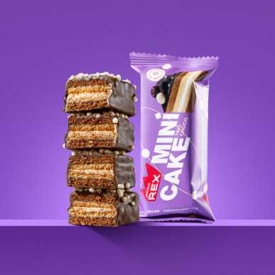 Olbaltumvielu rex mini olbaltumvielu kūka trīs šokolādes, 40 g – madala kalorsusega toode firmalt Protein Rex, osta SportFit-ist