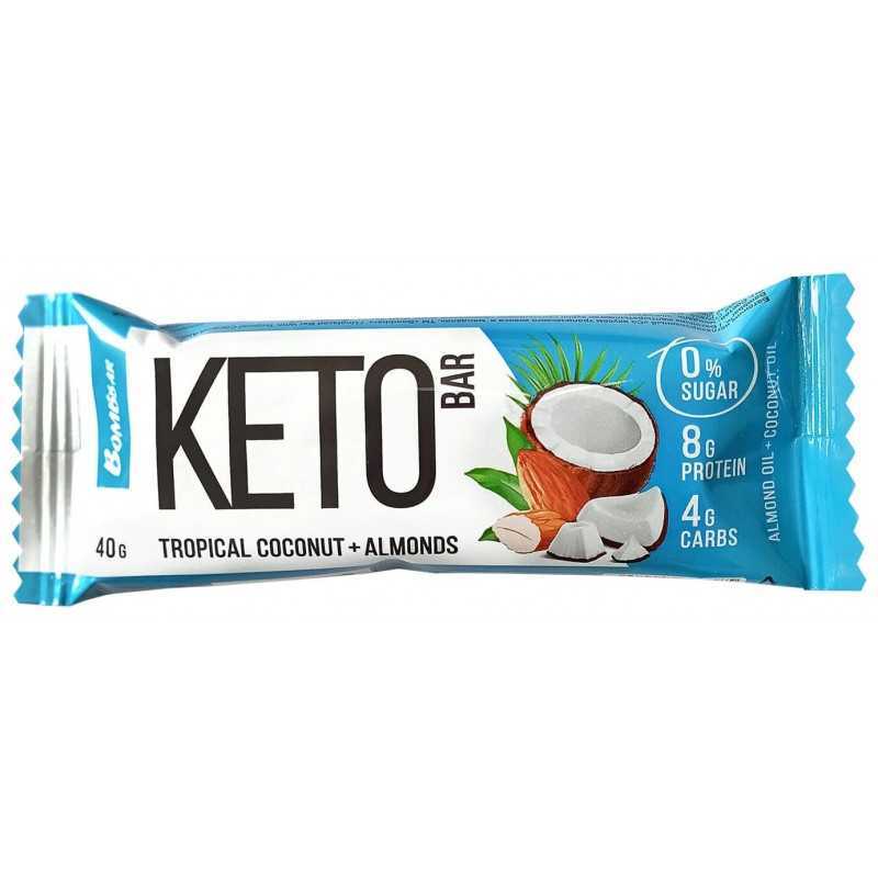 Bombbar Keto olbaltumvielu bārs "Tropu kokosrieksts un mandeļu", 40 g