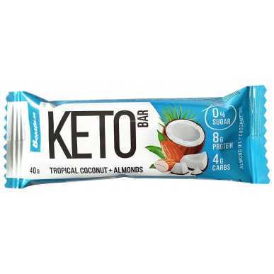 „Bombbar Keto“ baltymų juosta „atogrąžų kokosas ir migdolai“, 40 g – madala kalorsusega toode firmalt Bombbar, osta SportFit-ist