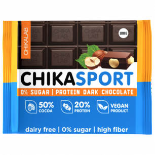 Chikalab chikasport tumšā olbaltumvielu šokolāde ar riekstiem, 100 g