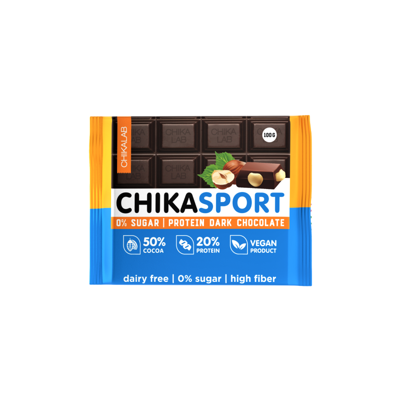 CHIKALAB CHIKASPORT Tume proteiinišokolaad pähklitega, 100 g CHIKALAB CHIKASPORT Tume proteiinišokolaad pähklitega, 100 g