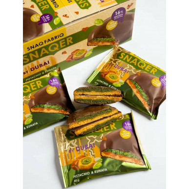 SNAQ FABRIQ SNAQER COKIE "PISTACHIO NUTS un KUNAFA", Dubaijas sērija, 45 g – madala kalorsusega toode firmalt Snaq Fabriq, osta SportFit-ist