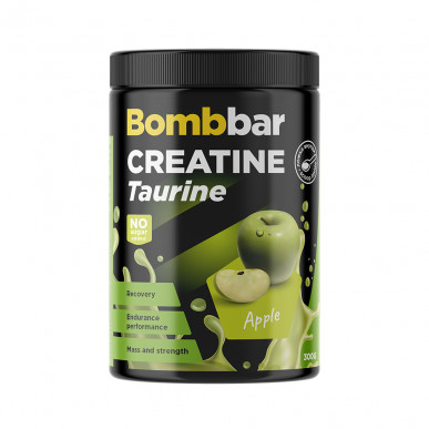 BOMBBAR Креатин + Таурин "Яблоко", 300 г – низкокалорийный продукт от Bombbar, купить в SportFit