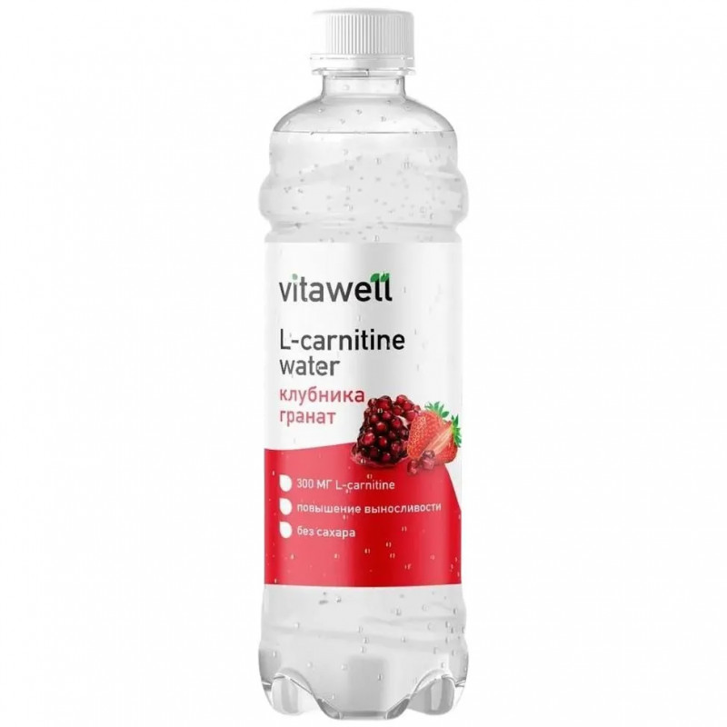 FITNESS FOOD FACTORY Vitawell L-Carnitine Water Strawberry-Pomegranate, 500 ml FITNESS FOOD FACTORY Vitawell L-Carnitine Water Strawberry-Pomegranate, 500 ml