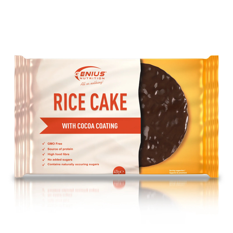 GENIUS NUTRITION Rice cake in cocoa coating, sugar-free, 40 g GENIUS NUTRITION Rice cake in cocoa coating, sugar-free, 40 g
