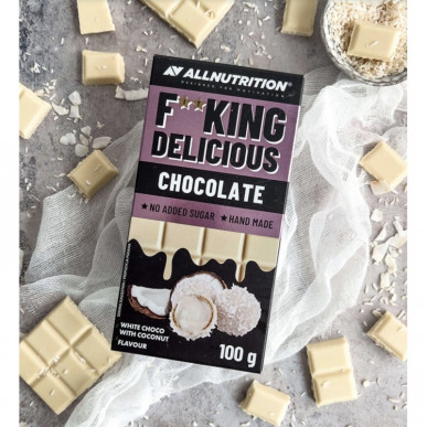 ALLNUTRITION FITKING Delicious Белый шоколад с кокосом, 100 г – низкокалорийный продукт от AllNutrition, купить в SportFit