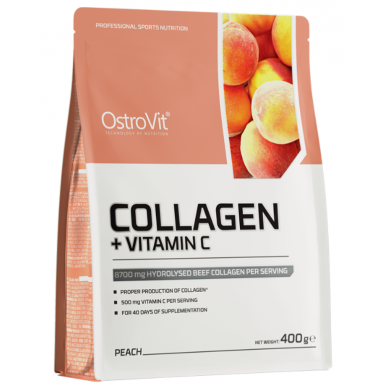 OSTROVIT Collagen + Vitamin C, peach - 400 g – low-calorie product from Ostrovit, buy in SportFit