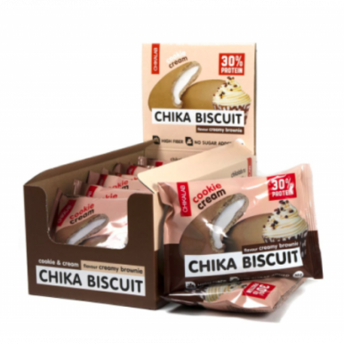 „Chika Biscuit“ „Chikalab“ sausainiai - kreminis pyrago sausainis, 50 g – madala kalorsusega toode firmalt Chikalab, osta SportFit-ist