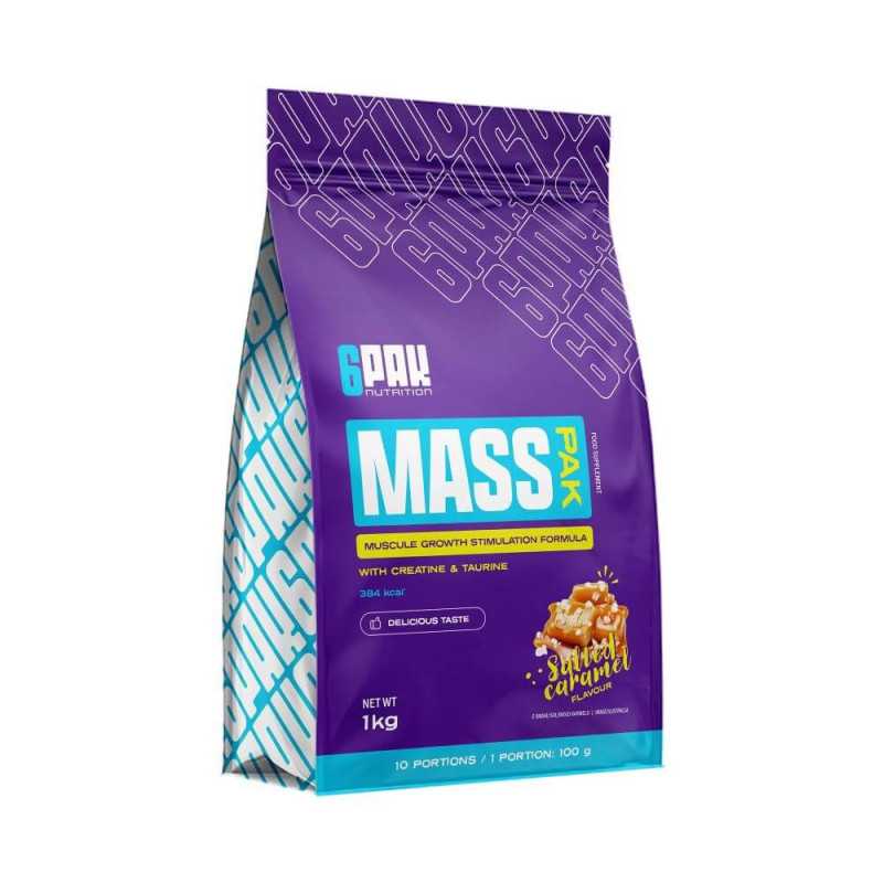 6Pak Mass Pak Gainer - sāļa karamele, 1000 g 6Pak Mass Pak Gainer - sāļa karamele, 1000 g