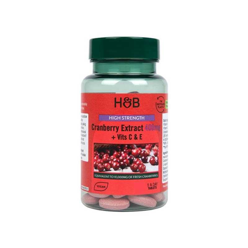 HOLLAND&BARRETT Jõhvikaekstrakt + vitamiinid C ja E, 400 mg, N60 HOLLAND&BARRETT Jõhvikaekstrakt + vitamiinid C ja E, 400 mg, N60