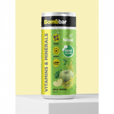 Bombbar -limonadi, jossa on vitamiineja "vihreä omena" ilman sokeria, 330 ml – madala kalorsusega toode firmalt Bombbar, osta SportFit-ist