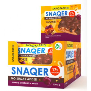 „Snaqer“ „snaq fabrik“ sausainis su karamele užpildytomis razinomis, 45 g