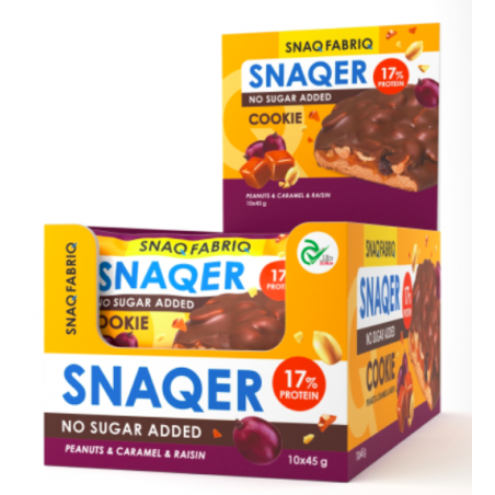 „Snaqer“ „snaq fabrik“ sausainis su karamele užpildytomis razinomis, 45 g