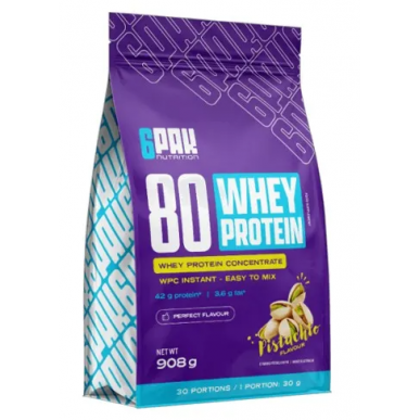 6PAK 80 WHEY PROTEIN, pistachio - 908g – low-calorie product from 6PAK Nutrition, buy in SportFit