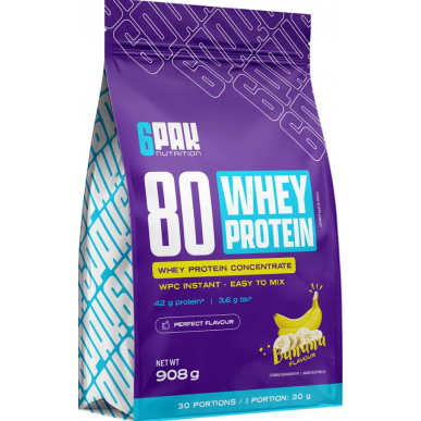 6pak 80 sūkalu olbaltumvielu banāns - 908 g – madala kalorsusega toode firmalt 6PAK Nutrition, osta SportFit-ist
