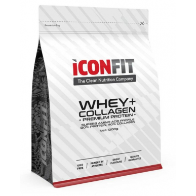 Vadakuvalgu proteiin + kollageen, maasikas, 1 kg – madala kalorsusega toode firmalt ICONFIT, osta SportFit-ist