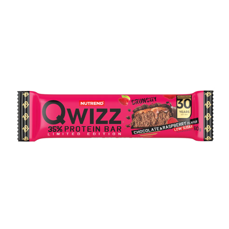 QWIZZ proteīna batoniņš, šokolāde+avenes, 60 g QWIZZ proteīna batoniņš, šokolāde+avenes, 60 g