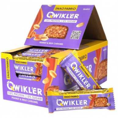SNAQ Fabriq Qwikler Bar "Zemesriekstu un piena karamele", 40G – madala kalorsusega toode firmalt Snaq Fabriq, osta SportFit-ist