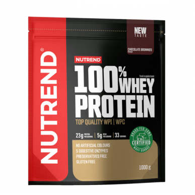 100% WHEY PROTEIN, šokolaadibrownie, 1000 g – madala kalorsusega toode firmalt NUTREND, osta SportFit-ist