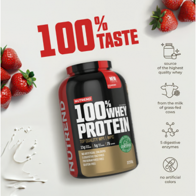 100% WHEY PROTEIN, клубника, 1000 г – madala kalorsusega toode firmalt NUTREND, osta SportFit-ist