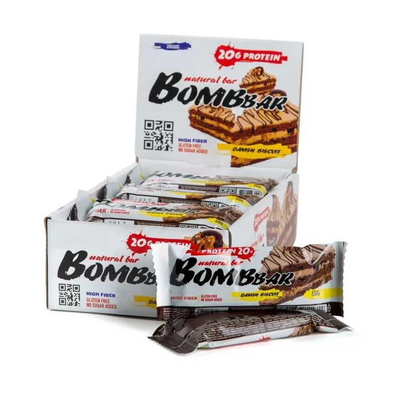 Bombbar olbaltumvielu bārs Dānijas cepums, 60 g