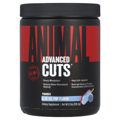 Tauku dedzinātājs Animal Cuts, Zilais Ice Pop, 235,2 g – madala kalorsusega toode firmalt Universal Nutrition, osta SportFit-ist