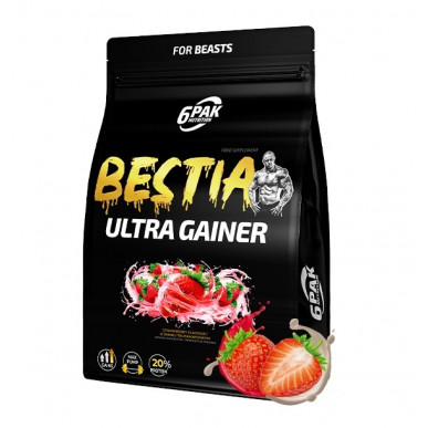 BESTIA ULTRA Gaineris, Zemene, 1 kg – madala kalorsusega toode firmalt 6PAK Nutrition, osta SportFit-ist
