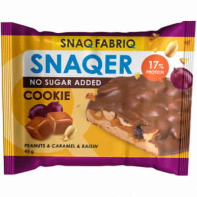 SNAQER "SNAQ FABRIK" sīkdatne ar karameļu piepildītām rozīnēm, 45 g – madala kalorsusega toode firmalt Bombbar, osta SportFit-ist