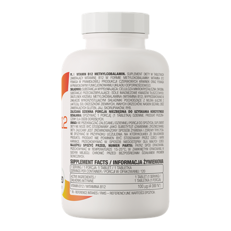 Vitaminas B12 metilkobalaminas, 100 mikrogramų, 120 tablečių