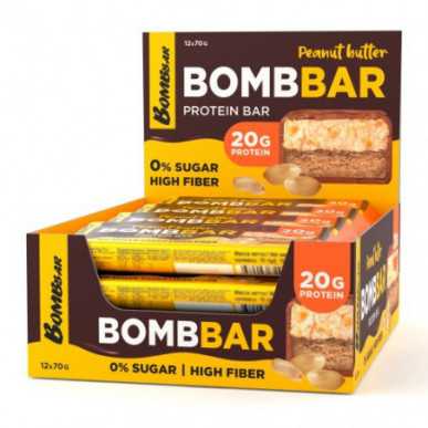 olbaltumvielu bārs "Zemesrieksts", 70 g – madala kalorsusega toode firmalt Bombbar, osta SportFit-ist