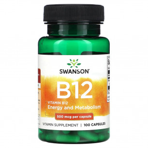 Vitamīns B12, 500 mcg – 100 kapsulas