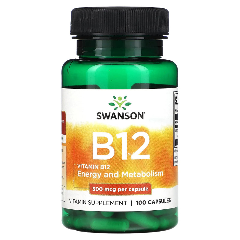 Vitaminas B12, 500 mcg – 100 kapsulių