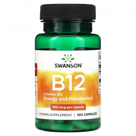 Vitaminas B12, 500 mcg – 100 kapsulių