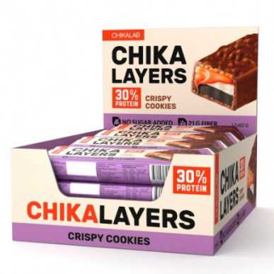 Chikalab Protein Bar Chika -kerrokset "rapea kaksoisuklaa -eväste", 60 g 60 g – madala kalorsusega toode firmalt Chikalab, osta SportFit-ist