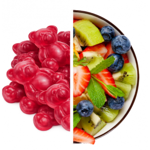 Multivitamīnu gumijas konfektes, augļu garša - 60 gab