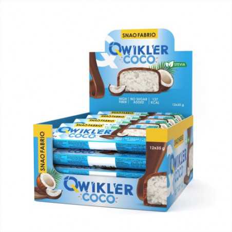 „SNAQ Fabriq Qwikler“ cukraus -nemokamas šokolado baras „kokosas“, 35 g