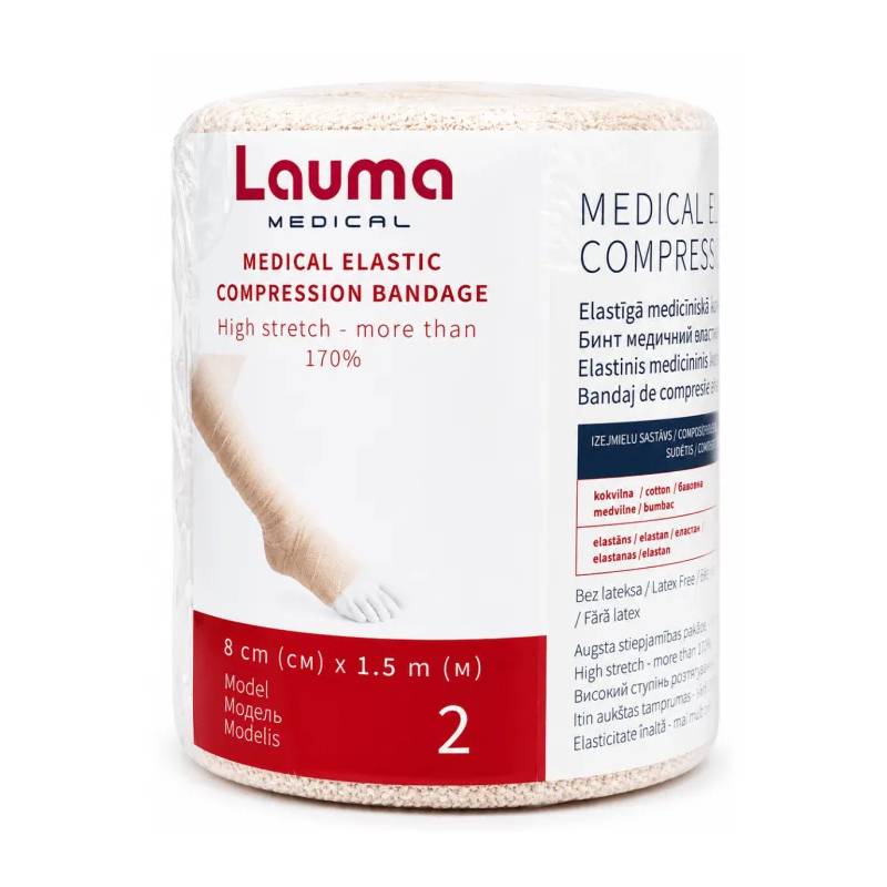 Medical elastic compression bandage, model 2, size 1.5 m × 8 cm