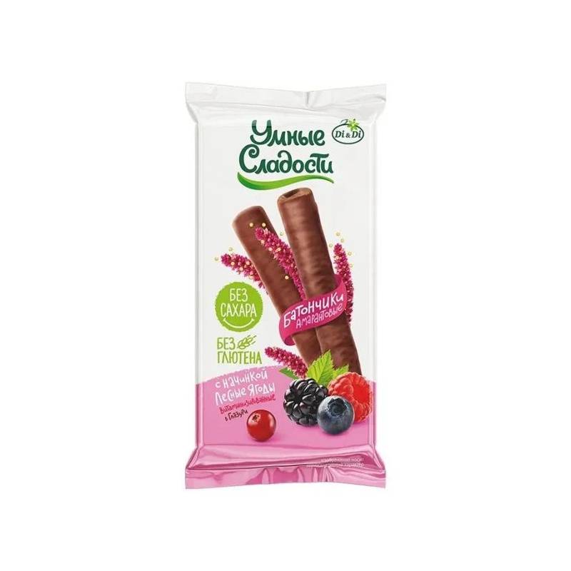 Gluteenivaba glasuuritud amarandibatoon metsamarjade maitsega, 20 g Gluteenivaba glasuuritud amarandibatoon metsamarjade maitsega, 20 g