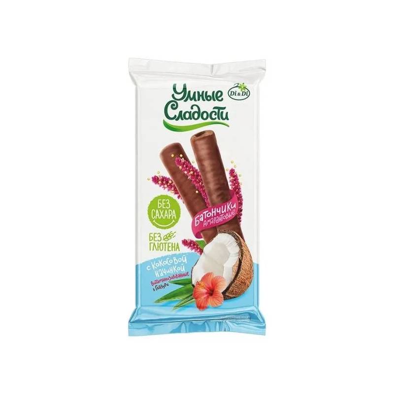 Gluteeniton amaranttipatukka kuorrutteella, kookos, 20 g Gluteeniton amaranttipatukka kuorrutteella, kookos, 20 g
