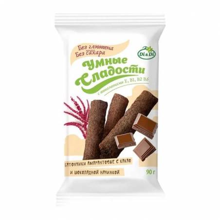 Безглютеновый амарантовый батончик с какао, шоколадный, 20 г